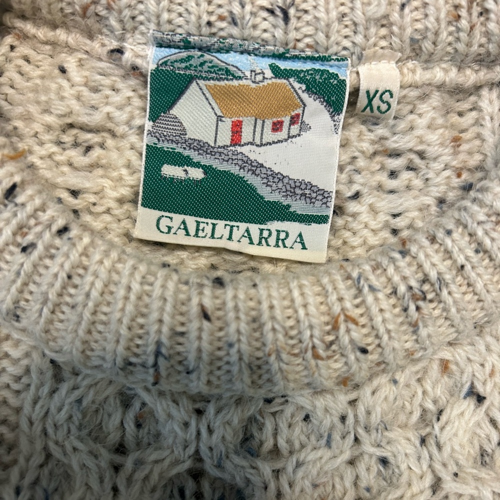 Gaeltarra Irish Wool Cable Knit Fisherman Sweater Pullover Ivory size XS - Picture 3 of 4